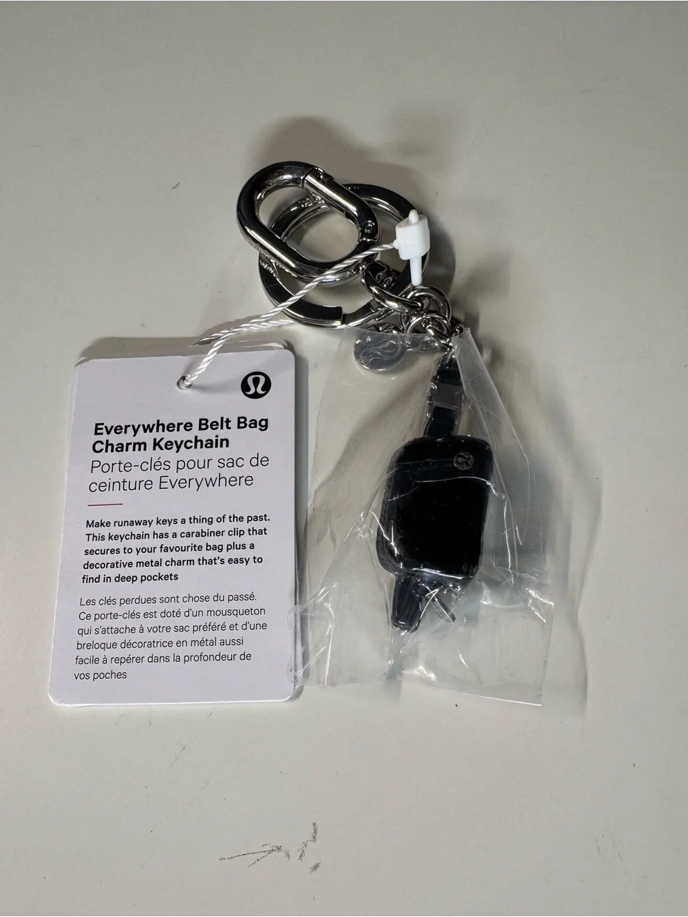 lululemon athletica Everywhere Belt Bag Charm Keychain - Black/Silver Hardware